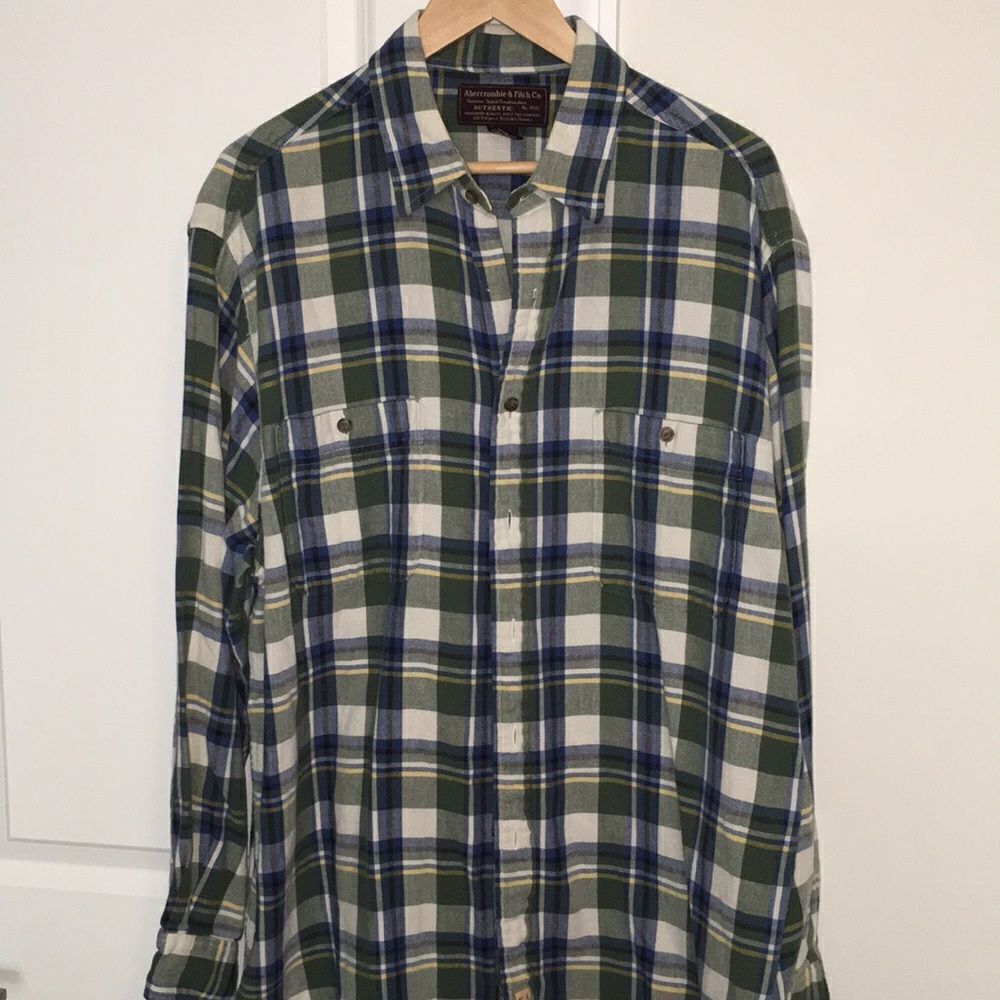 Vintage A&F Abercrombie Fitch Soft Flannel cotton work shirt Jacket L classic